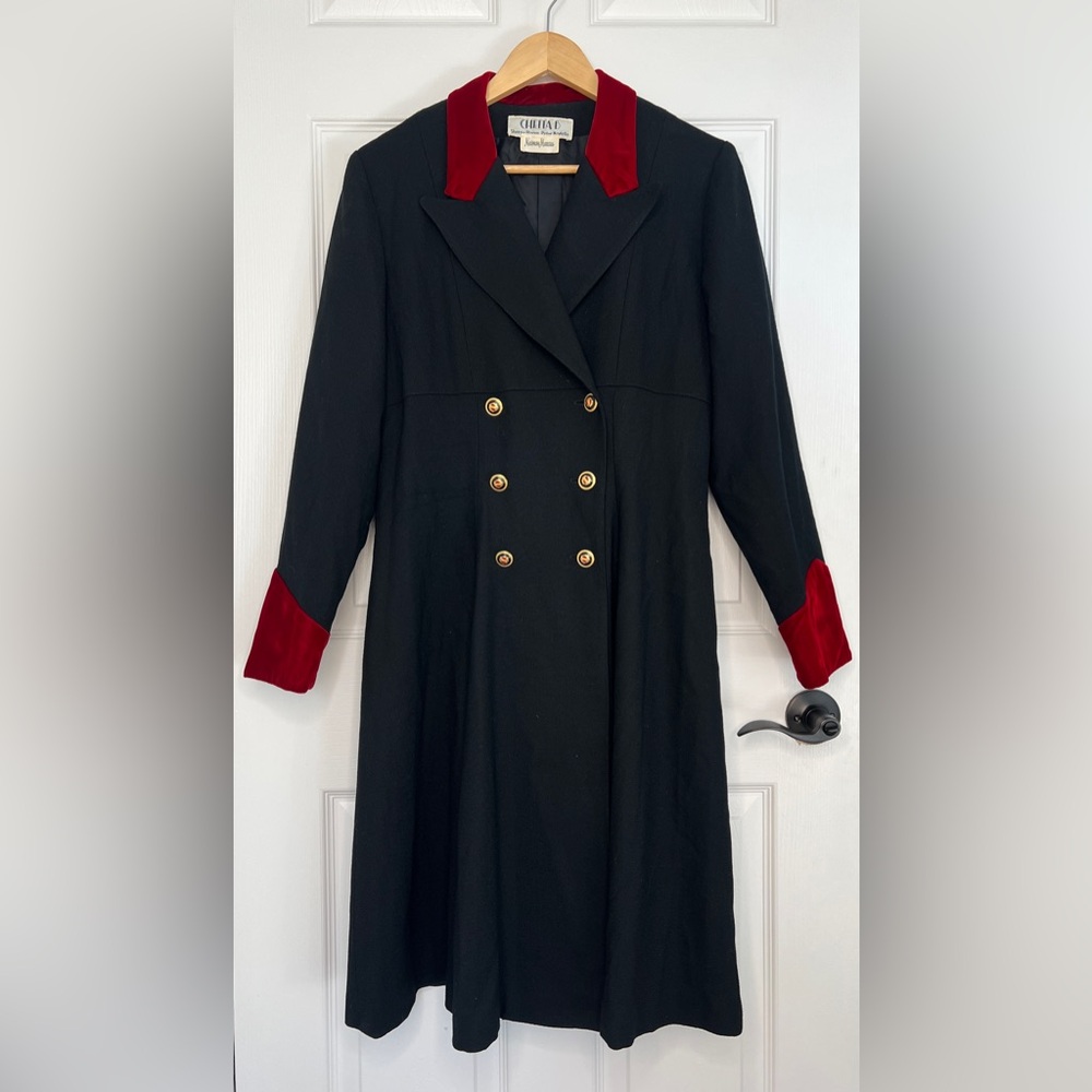Vintage Chetta B for Neiman Marcus Black Jacket w/ Red Velvet Collar | Size 10